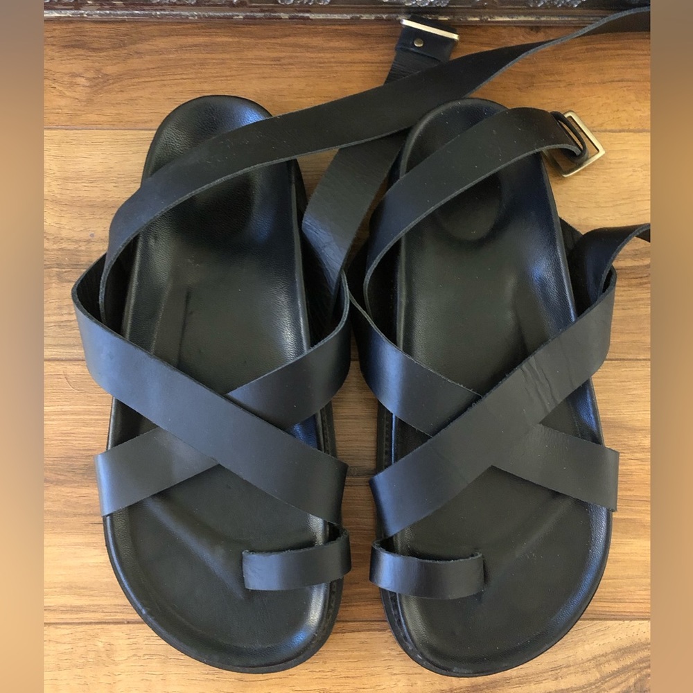 Liberté Leather ‘The Brontë Sandal’ chunky gladiator in black leather, size 40